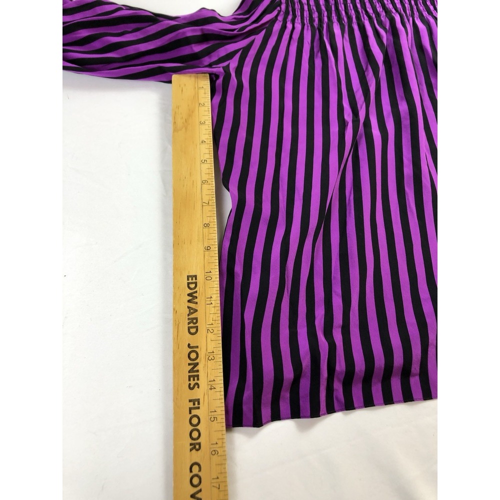 Vintage Mary McFadden for Jack Mulqueen Silk Blouse Skirt Set Purple Black Sz 8 - Picture 7 of 12
